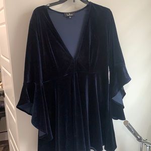 Navy Bell Sleeve Skater Dress